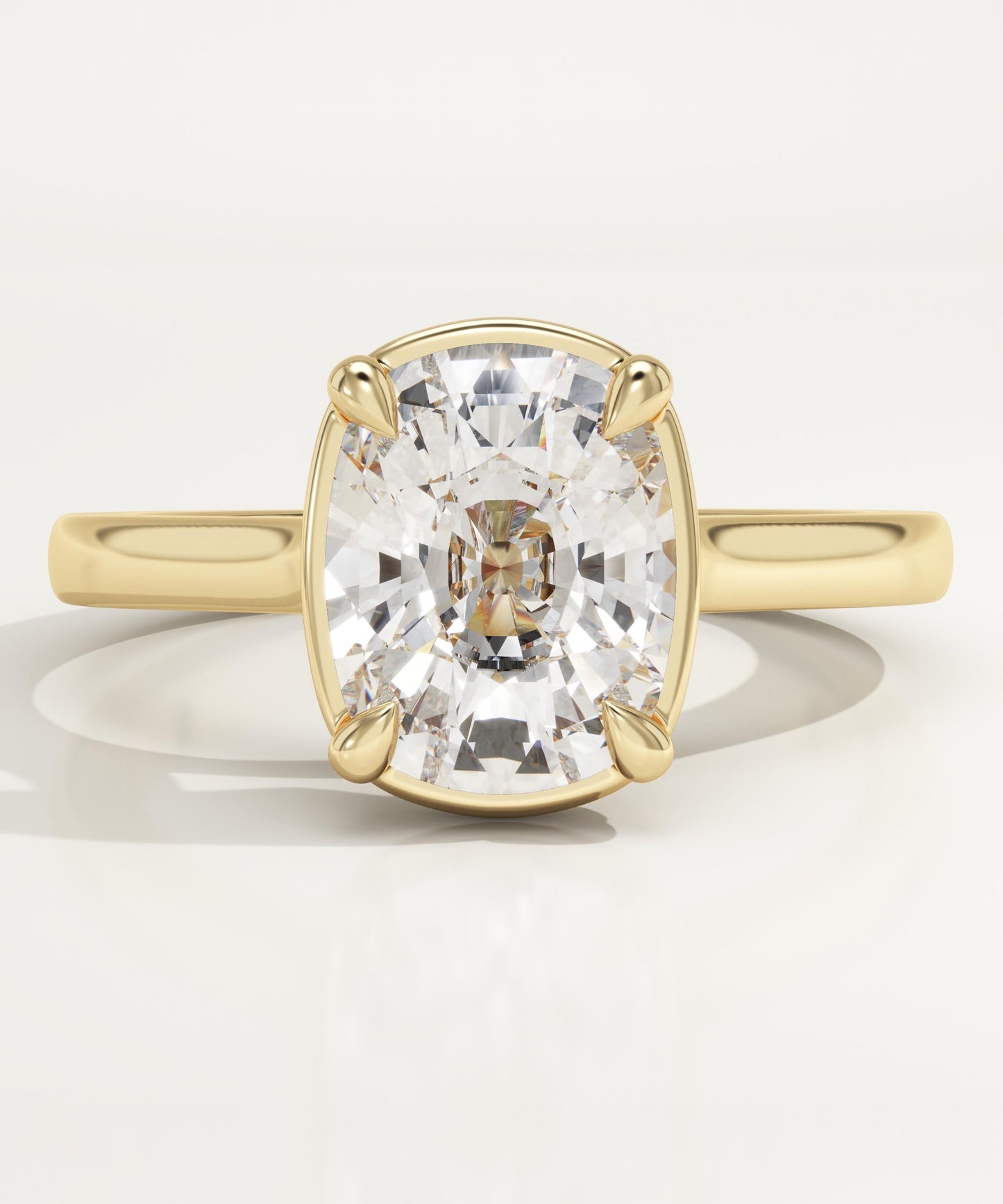 Elongated Cushion Cut Solitaire Cathedral Lab-Grown Diamond Engagement Ring