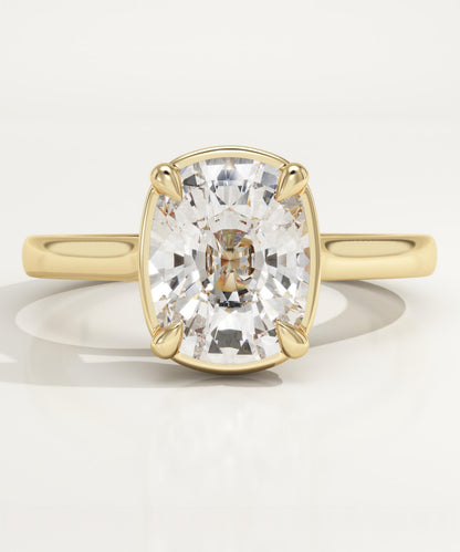 Elongated Cushion Cut Solitaire Cathedral Lab-Grown Diamond Engagement Ring