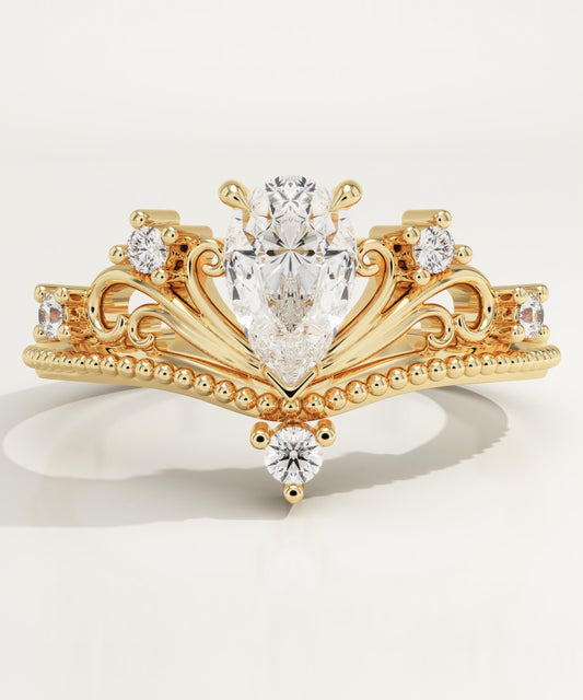 Pear Cut Art Deco Lab-Grown Diamond Engagement Ring