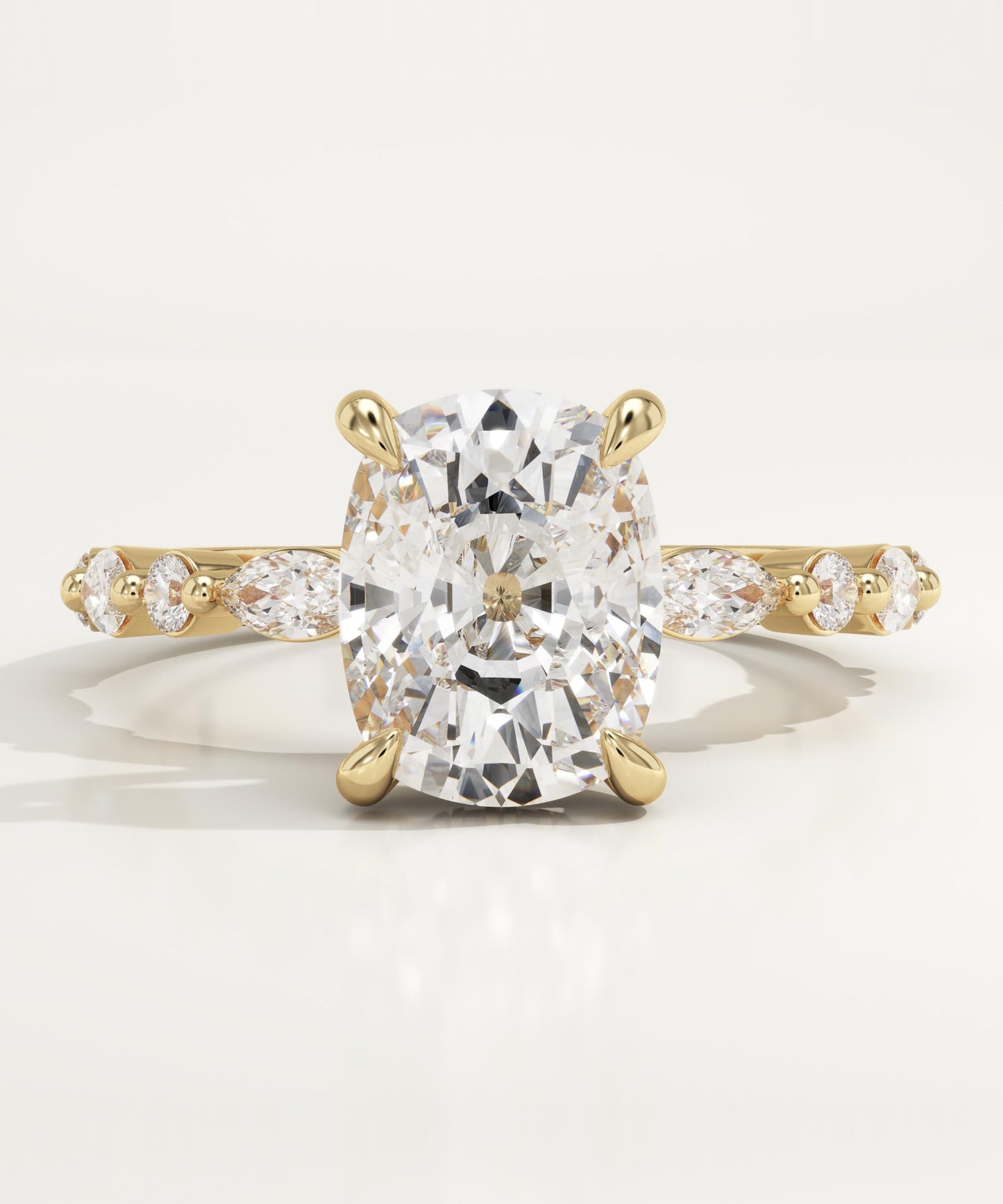 Elongated Cushion Cut Pave Lab-Grown Diamond Engagement Ring