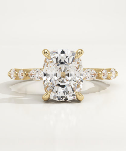 Elongated Cushion Cut Pave Lab-Grown Diamond Engagement Ring