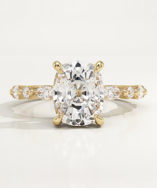 Elongated Cushion Cut Pave Lab-Grown Diamond Engagement Ring