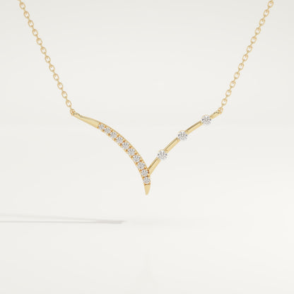 0.128 TCW Round Lab-Grown Diamond Half Chevron Necklace