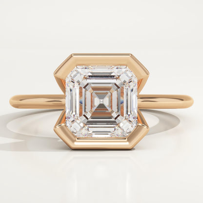 Asscher Cut Half Bezel Lab-Grown Diamond Engagement Ring
