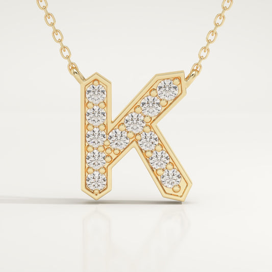0.27 TCW Round Lab-Grown Diamond K Initial Necklace