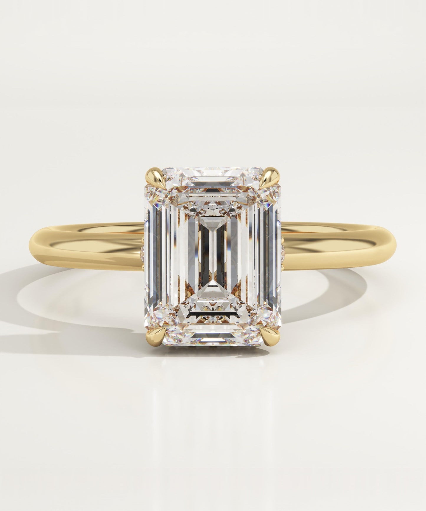 2 CT Emerald Cut Hidden Halo Moissanite Engagement Ring