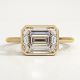 1.5 CT East West Emerald Cut Bezel Lab-Grown Diamond Engagement Ring
