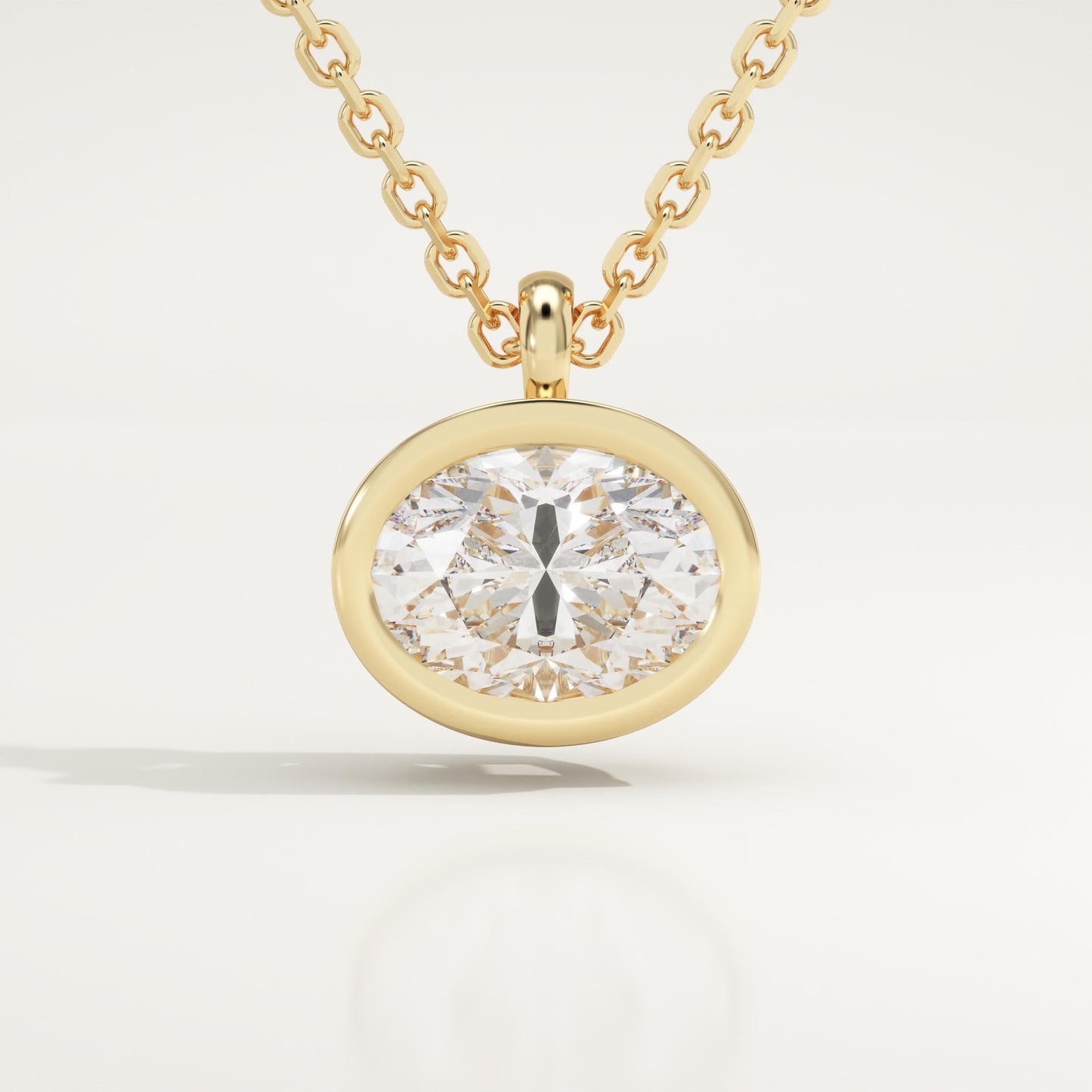 2 CT East West Oval Lab-Grown Diamond Solitaire & Bezel Necklace