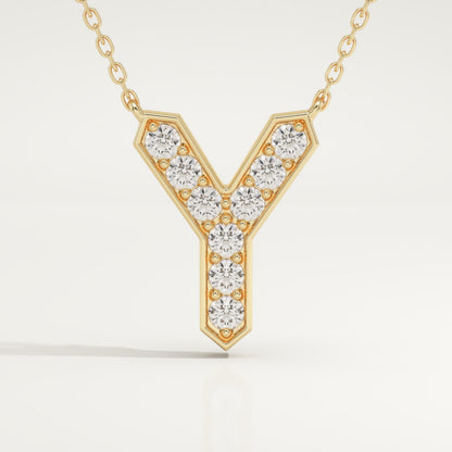0.23 TCW Round Lab-Grown Diamond Y Initial Necklace