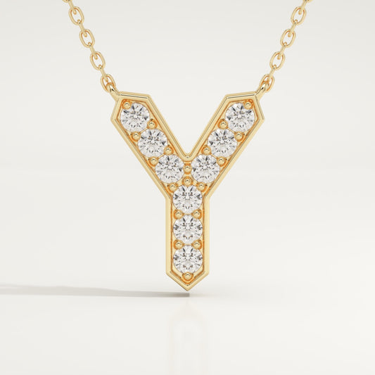 0.23 TCW Round Lab-Grown Diamond Y Initial Necklace