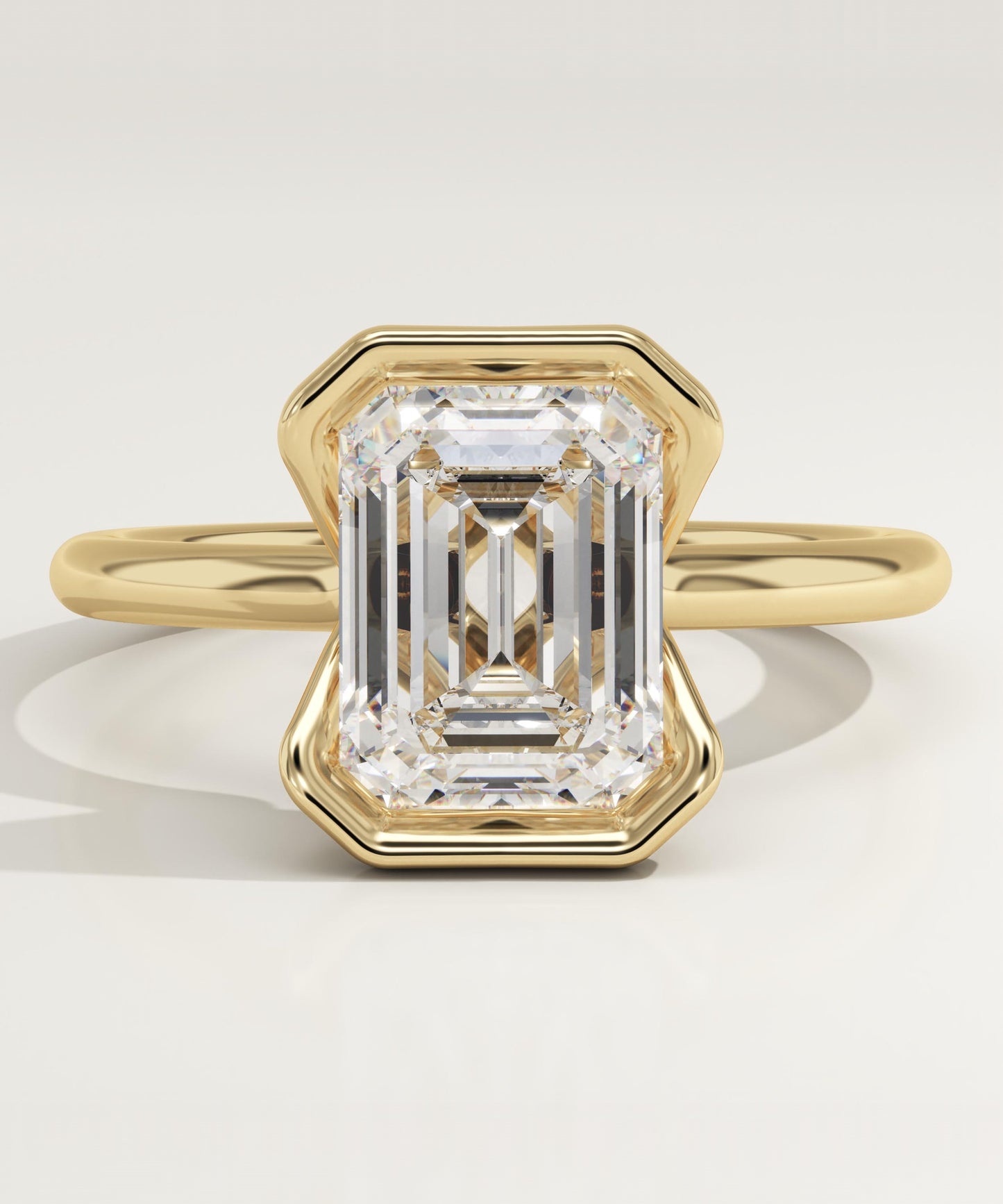 Emerald Cut Half Bezel Lab-Grown Diamond Engagement Ring