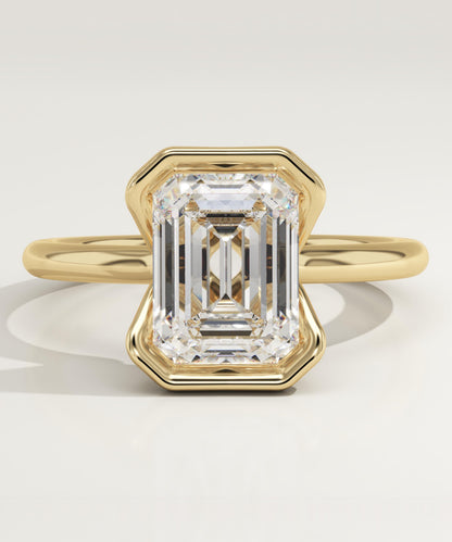 Emerald Cut Half Bezel Lab-Grown Diamond Engagement Ring