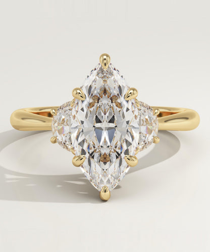 Marquise Cut Three Stone Lab-Grown Diamond Engagement Ring