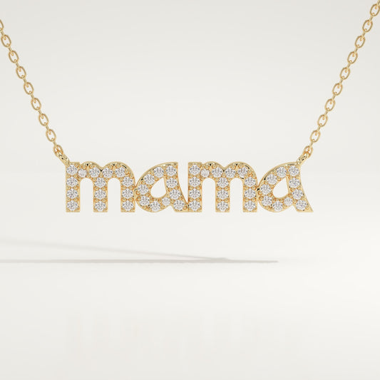 0.17 TCW Round Lab-Grown Diamond Mama Charm Necklace