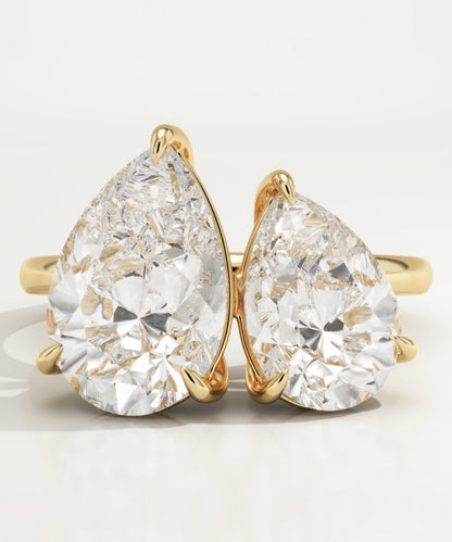 4.5 TCW Pear Cut Toi Et Moi Lab-Grown Diamond Engagement Ring