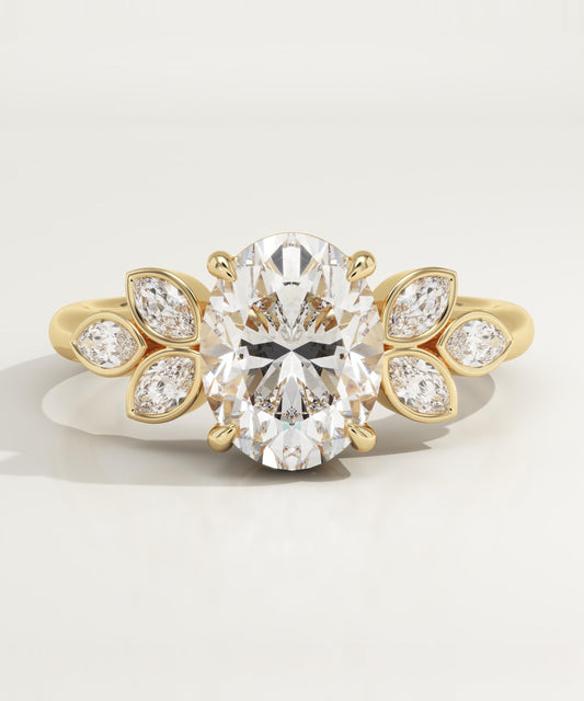 Oval Cut Cluster Lab-Grown Diamond Engagement Ring