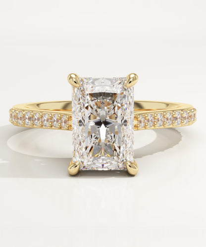 Radiant Cut Pave Cathedral Lab-Grown Diamond Engagement Ring