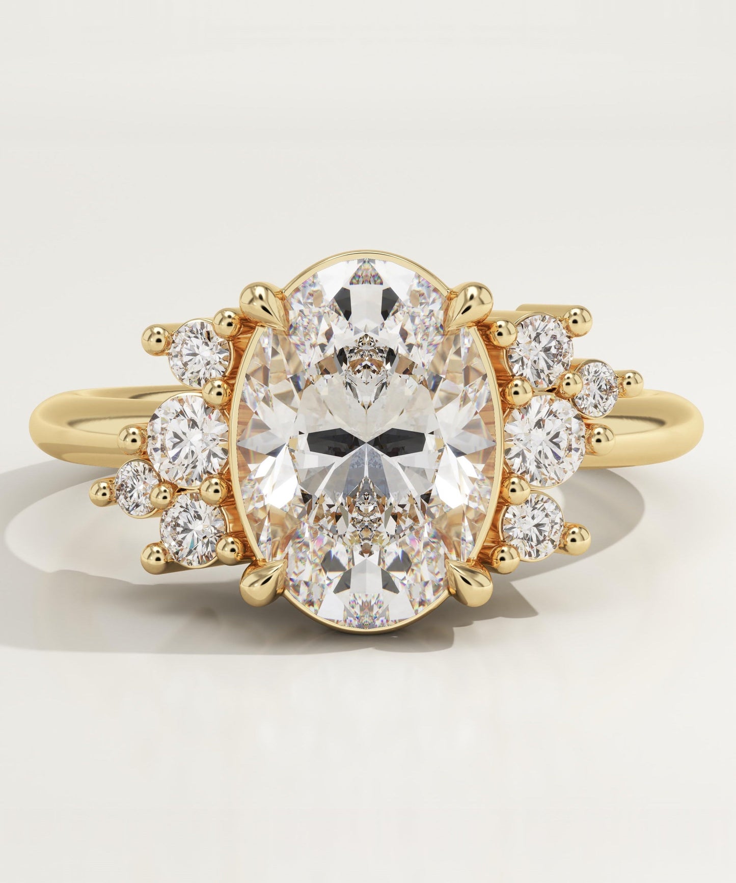 Oval Cut Cluster Lab-Grown Diamond Engagement Ring