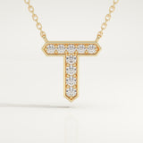 0.17 TCW Round Lab-Grown Diamond T Initial Necklace