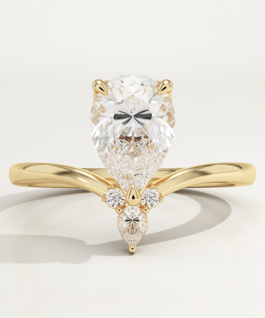 Pear Cut Curved Shank Lab-Grown Diamond Engagement Ring