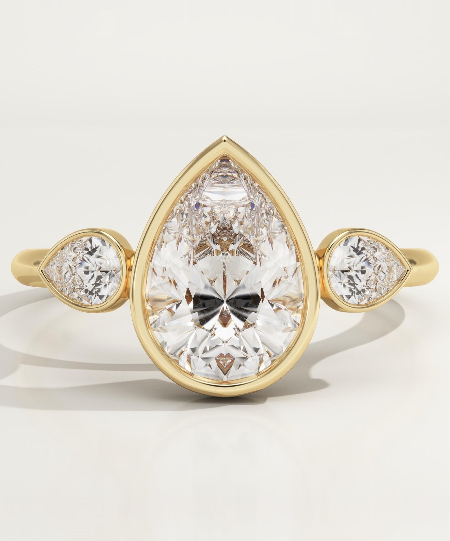Pear Cut Three Stone Lab-Grown Diamond Engagement Ring