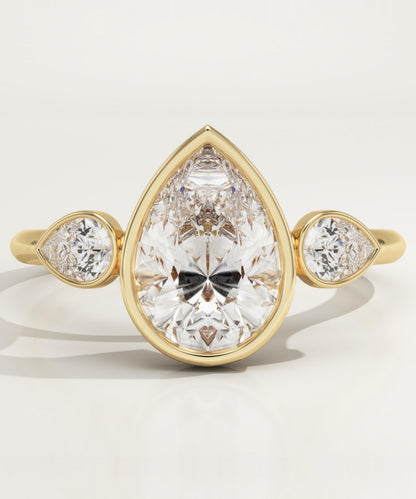Pear Cut Three Stone Lab-Grown Diamond Engagement Ring