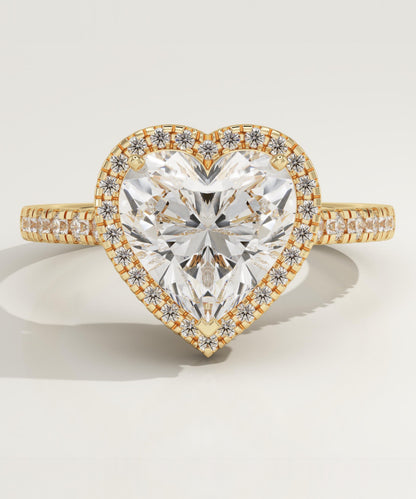 Heart Cut Halo & Pave Cathedral Lab-Grown Diamond Engagement Ring