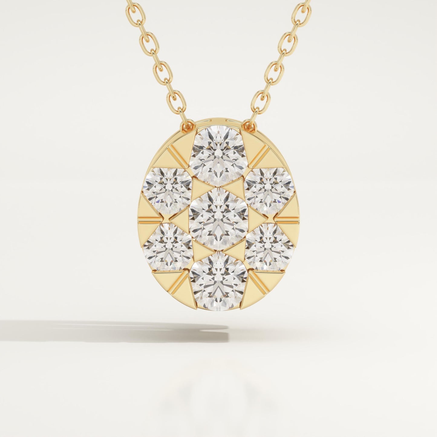 0.54 TCW Round Lab-Grown Diamond Oval Charm Necklace