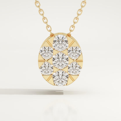 0.54 TCW Round Lab-Grown Diamond Oval Charm Necklace