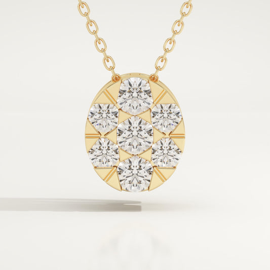 0.54 TCW Round Lab-Grown Diamond Oval Charm Necklace