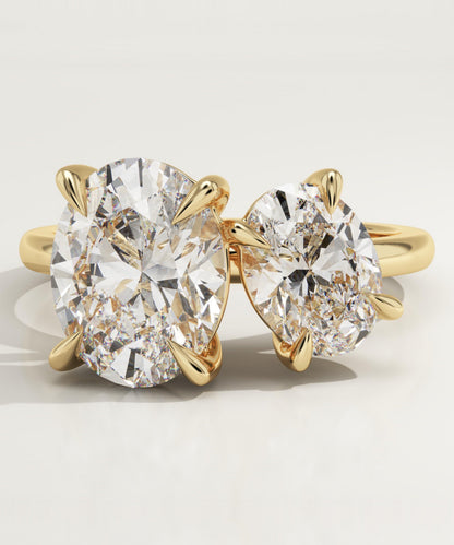 3.5 TCW Oval Cut Toi Et Moi Lab-Grown Diamond Engagement Ring