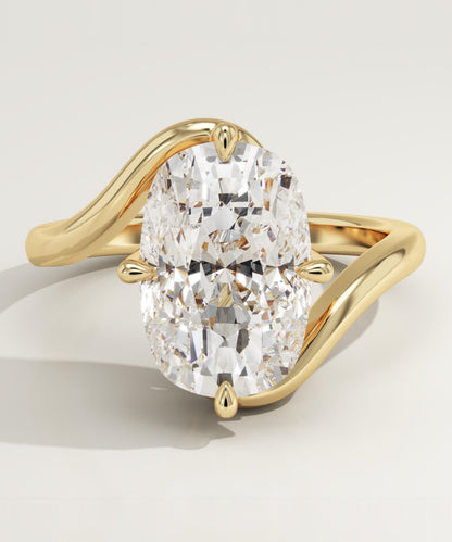 Elongated Cushion Cut Solitaire Lab-Grown Diamond Engagement Ring