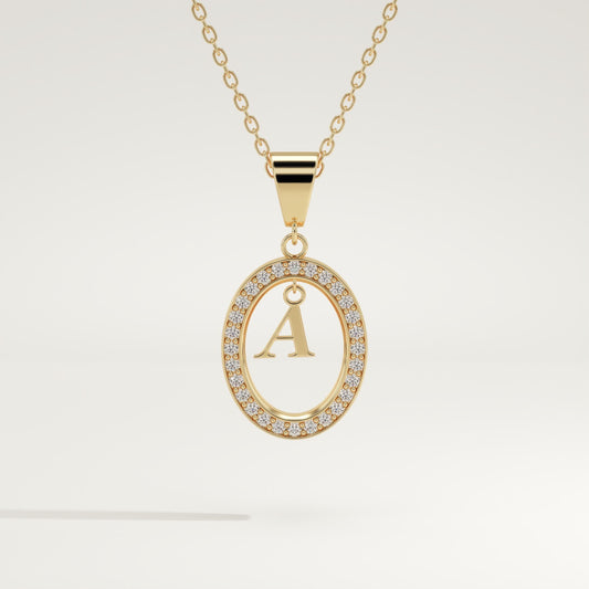 0.05 TCW Round Lab-Grown Diamond A Initial Necklace