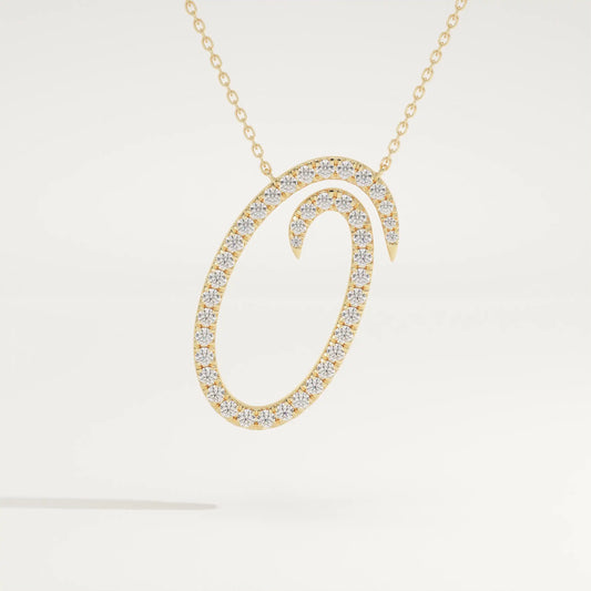 0.473 TCW Round Lab-Grown Diamond O Initial Necklace
