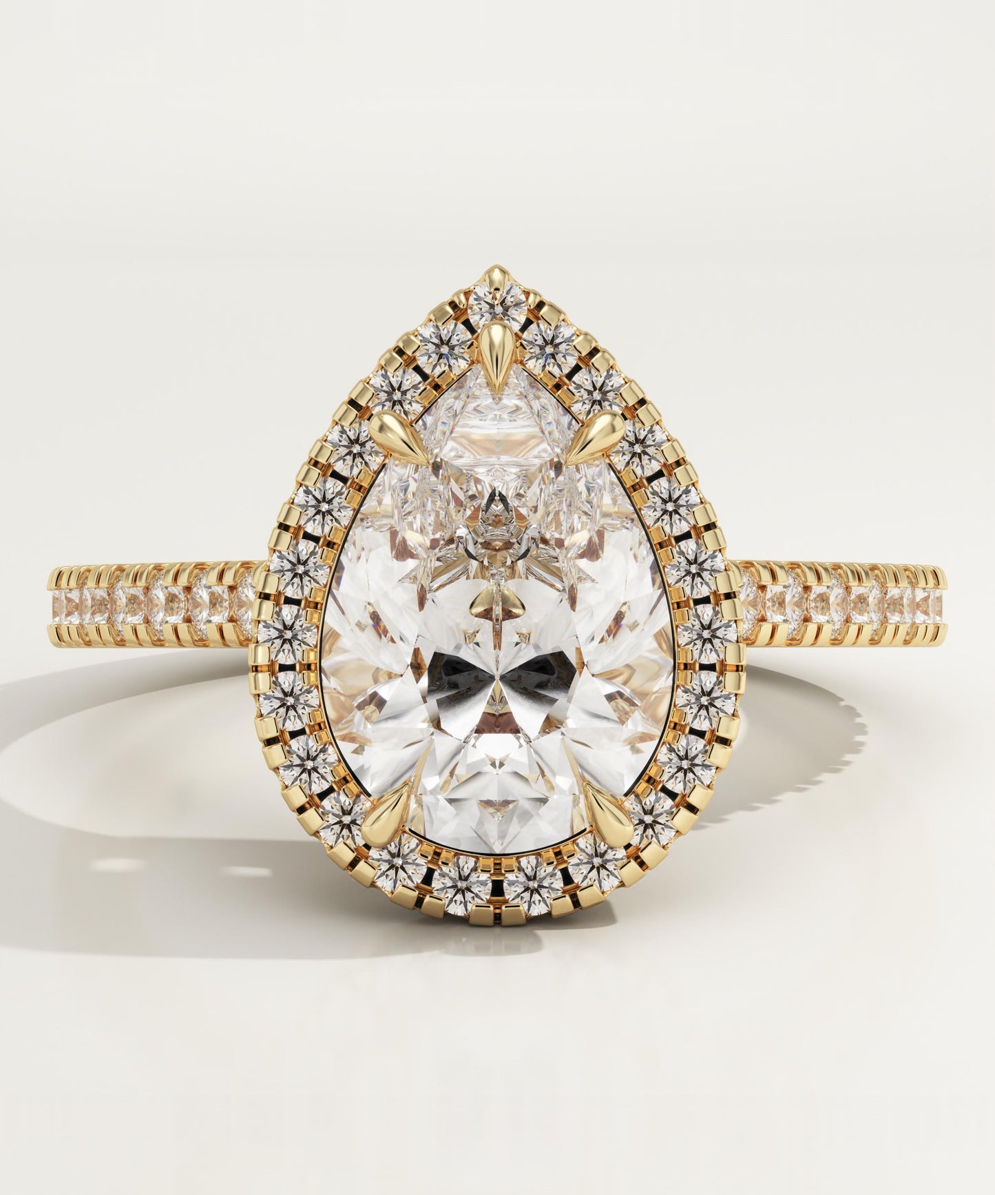 Pear Cut Halo & Pave Cathedral Lab-Grown Diamond Engagement Ring