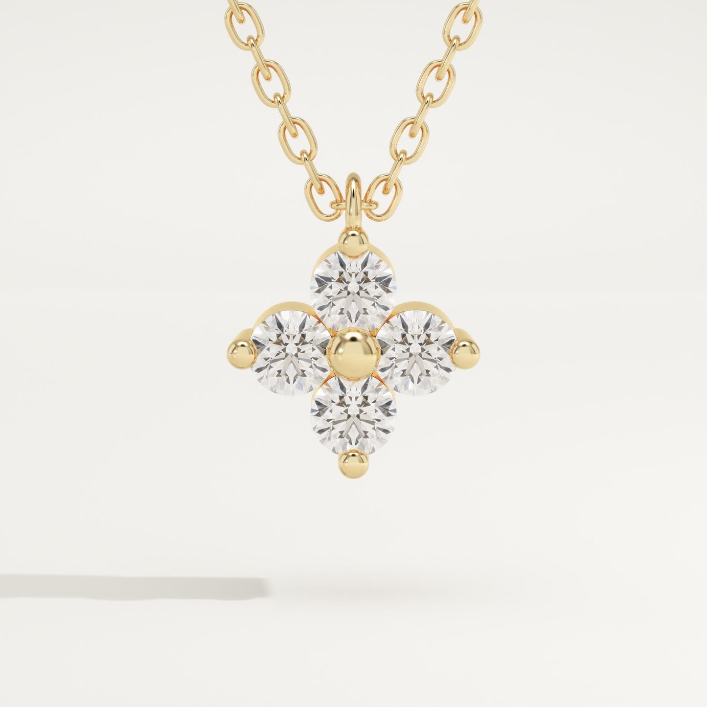 0.16 TCW Round Lab-Grown Diamond Flower Charm Necklace