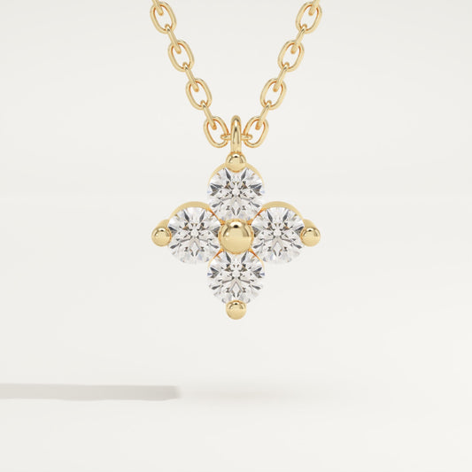 0.16 TCW Round Lab-Grown Diamond Flower Charm Necklace