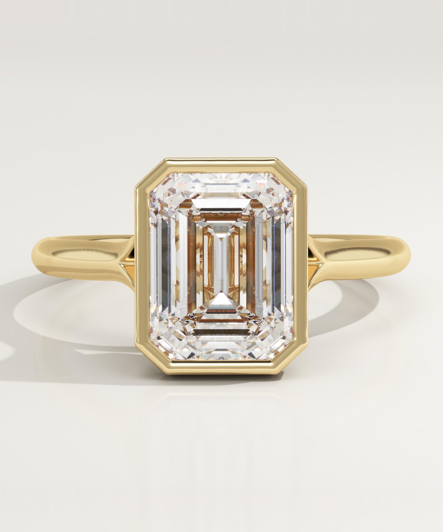 Emerald Cut Bezel Split Shank Lab-Grown Diamond Engagement Ring