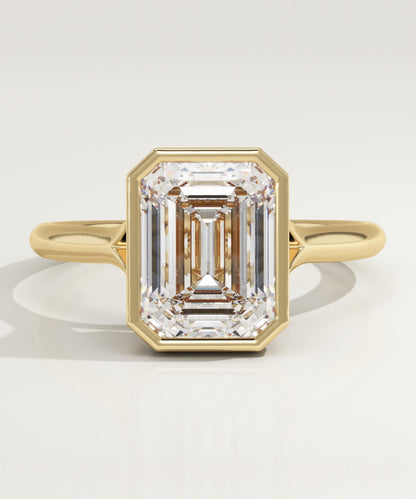 Emerald Cut Bezel Split Shank Lab-Grown Diamond Engagement Ring