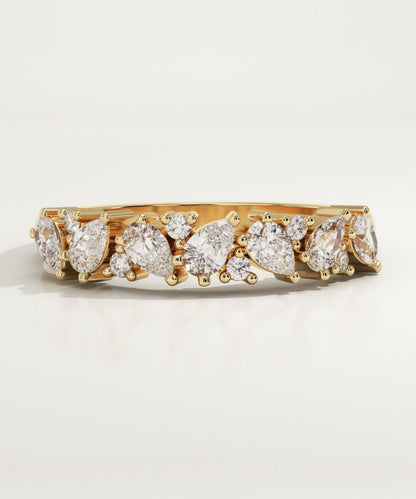 0.73 TCW Pear & Round Lab-Grown Diamond Half Eternity Wedding Band