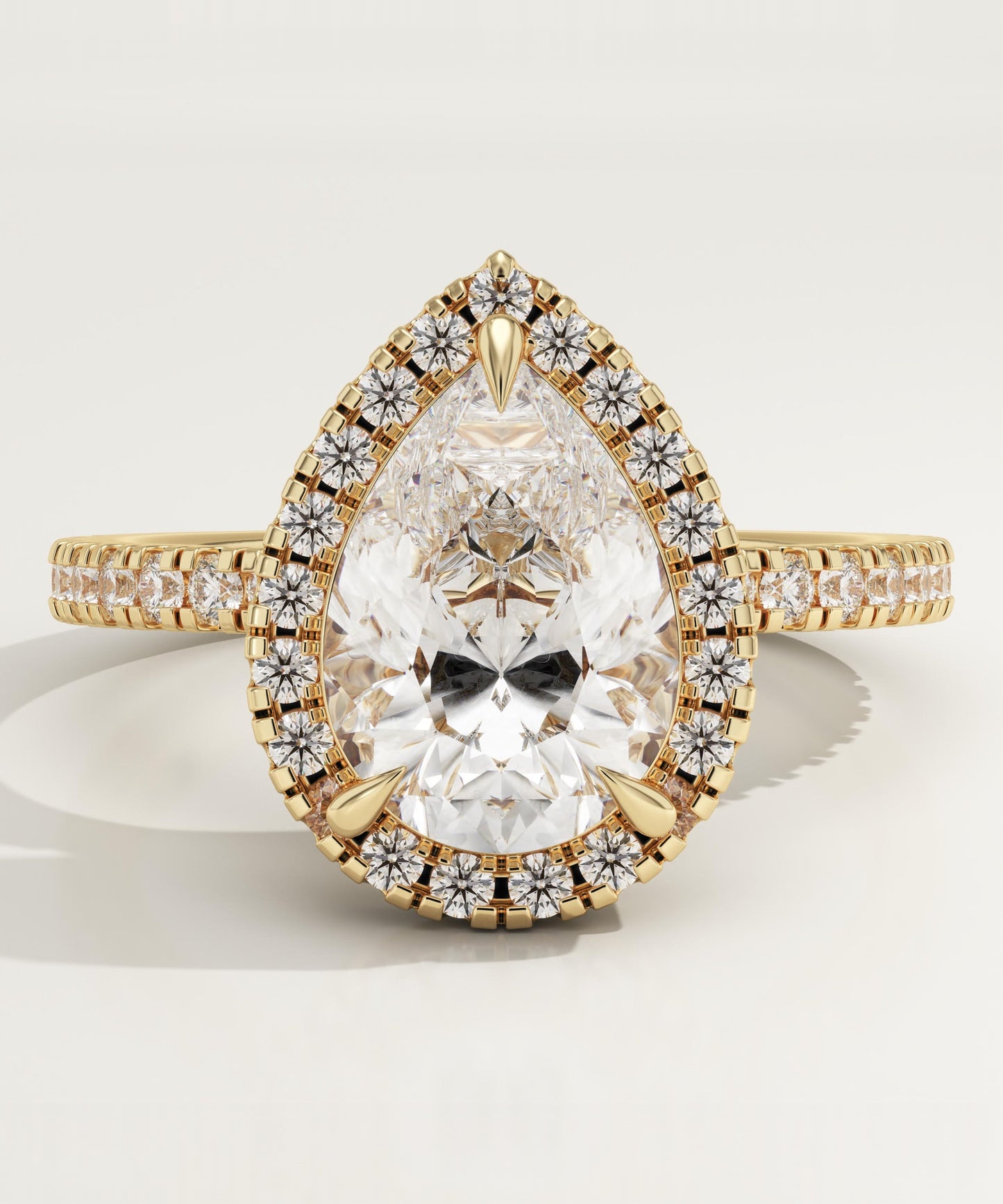 Pear Cut Halo & Pave Lab-Grown Diamond Engagement Ring