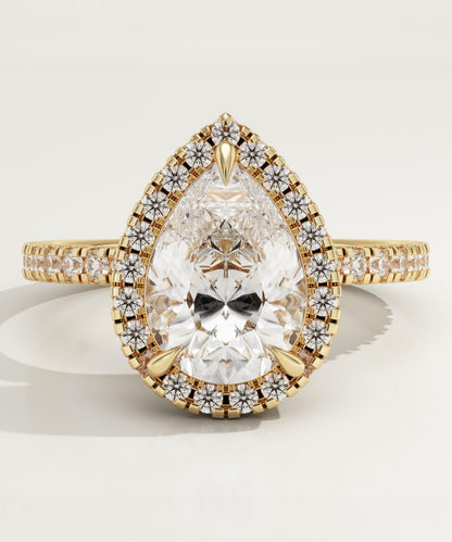 Pear Cut Halo & Pave Lab-Grown Diamond Engagement Ring