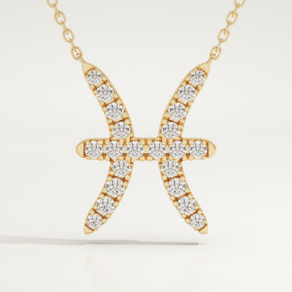 0.273 TCW Round Lab-Grown Diamond Pisces Zodiac Necklace