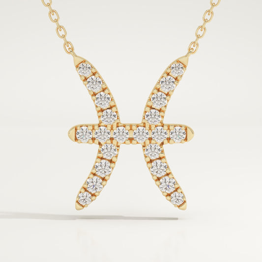 0.273 TCW Round Lab-Grown Diamond Pisces Zodiac Necklace
