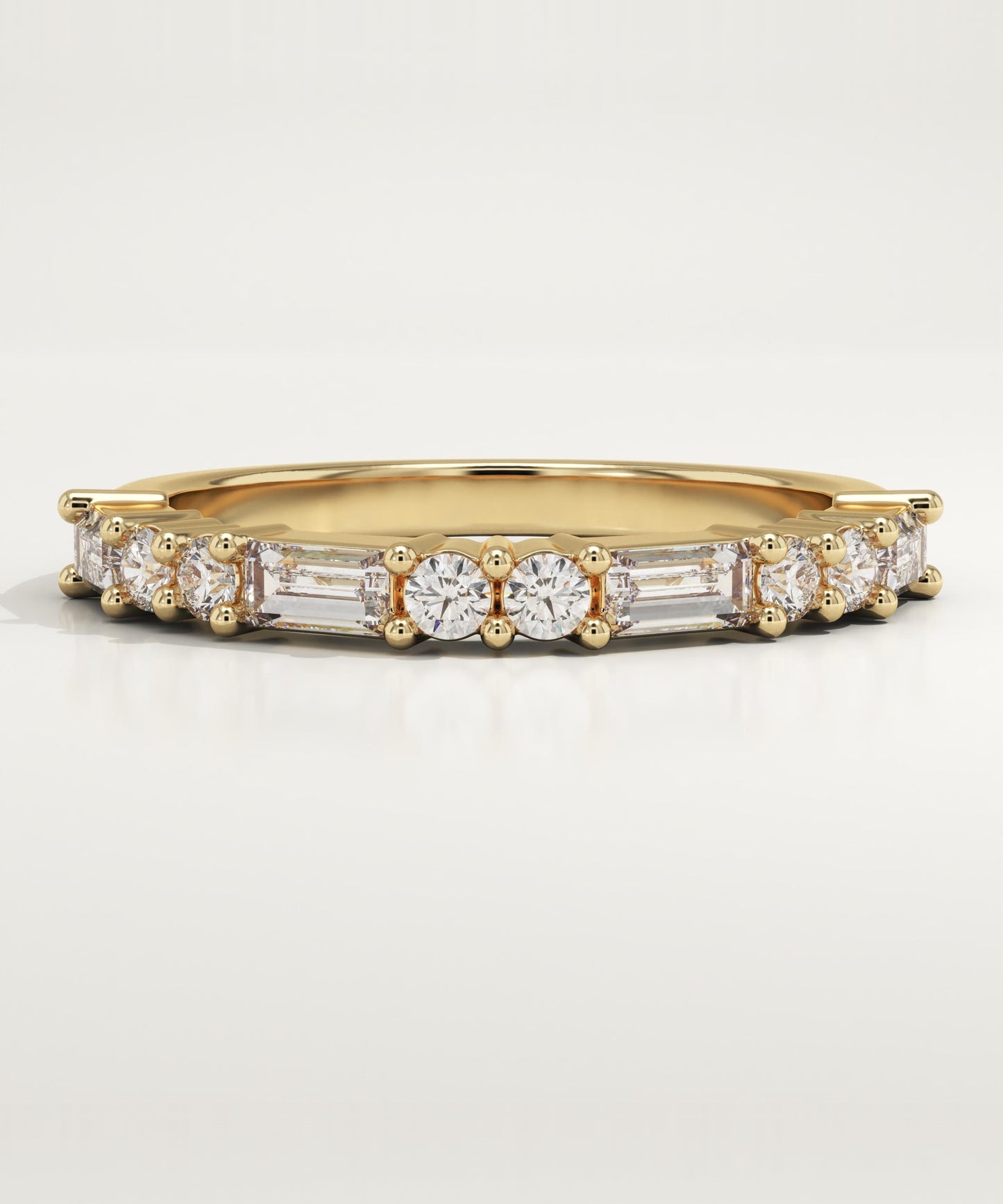 0.7 TCW Baguette & Round Lab-Grown Diamond Half Eternity Wedding Band