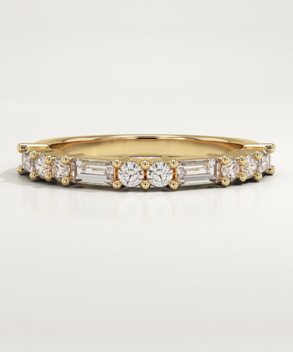 0.7 TCW Baguette & Round Lab-Grown Diamond Half Eternity Wedding Band