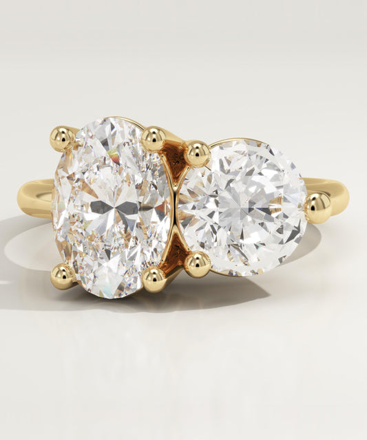 3.85 TCW Oval & Round Cut Toi Et Moi Lab-Grown Diamond Engagement Ring