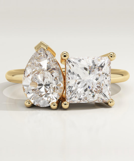 4.45 TCW Princess & Pear Cut Toi Et Moi Lab-Grown Diamond Engagement Ring
