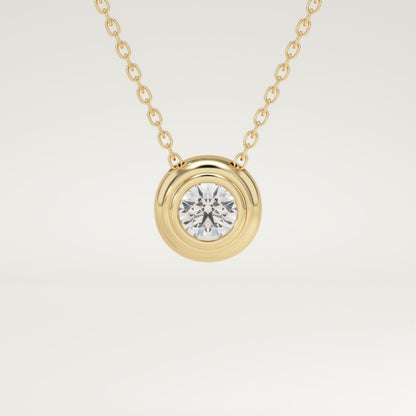 0.28 CT Round Lab-Grown Diamond Solitaire Bezel Necklace