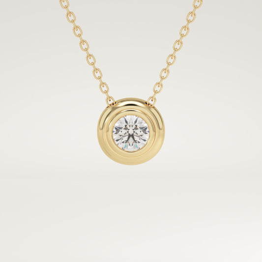 0.28 CT Round Lab-Grown Diamond Solitaire Bezel Necklace